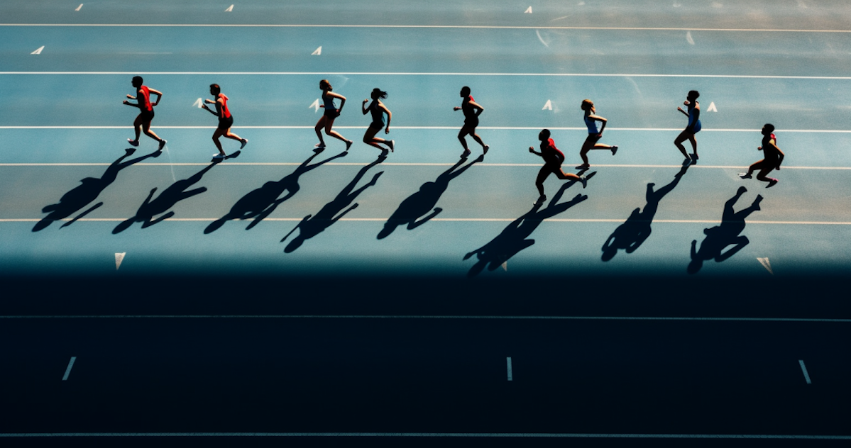 Athletes running on track
